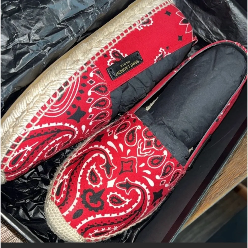 Red paisley Saint Laurent espadrilles 37 1/2 - Picture 2 of 8